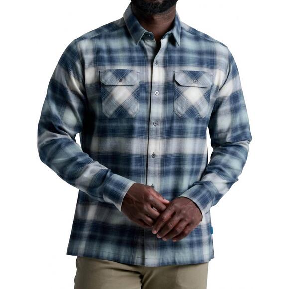 NEW KUHL dillingr flannel long sleeve shirt in fog harbor